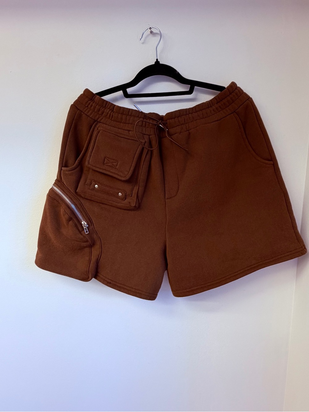 PacSun Men's Brown Solid Cotton Casual
Drawstring Shorts w/ Pockets Size L
